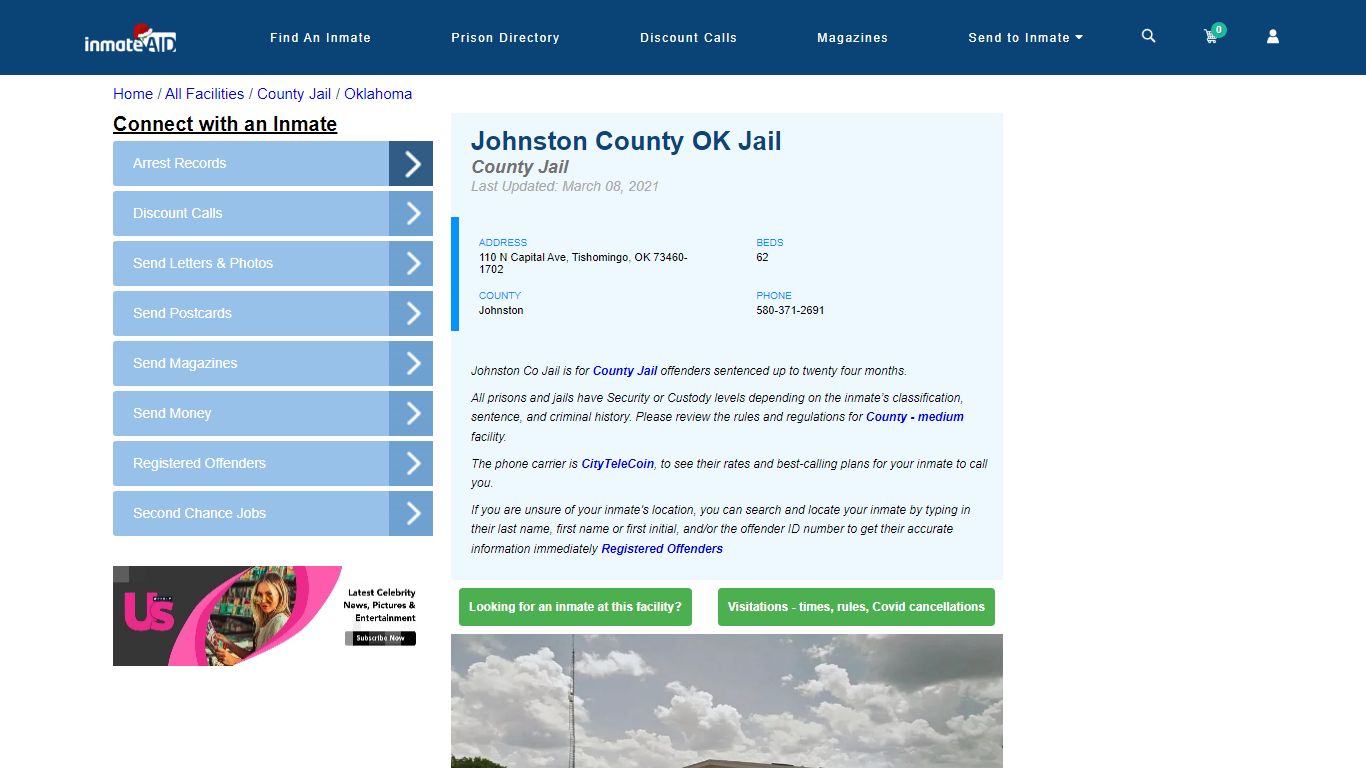 Johnston County OK Jail - Inmate Locator - Tishomingo, OK