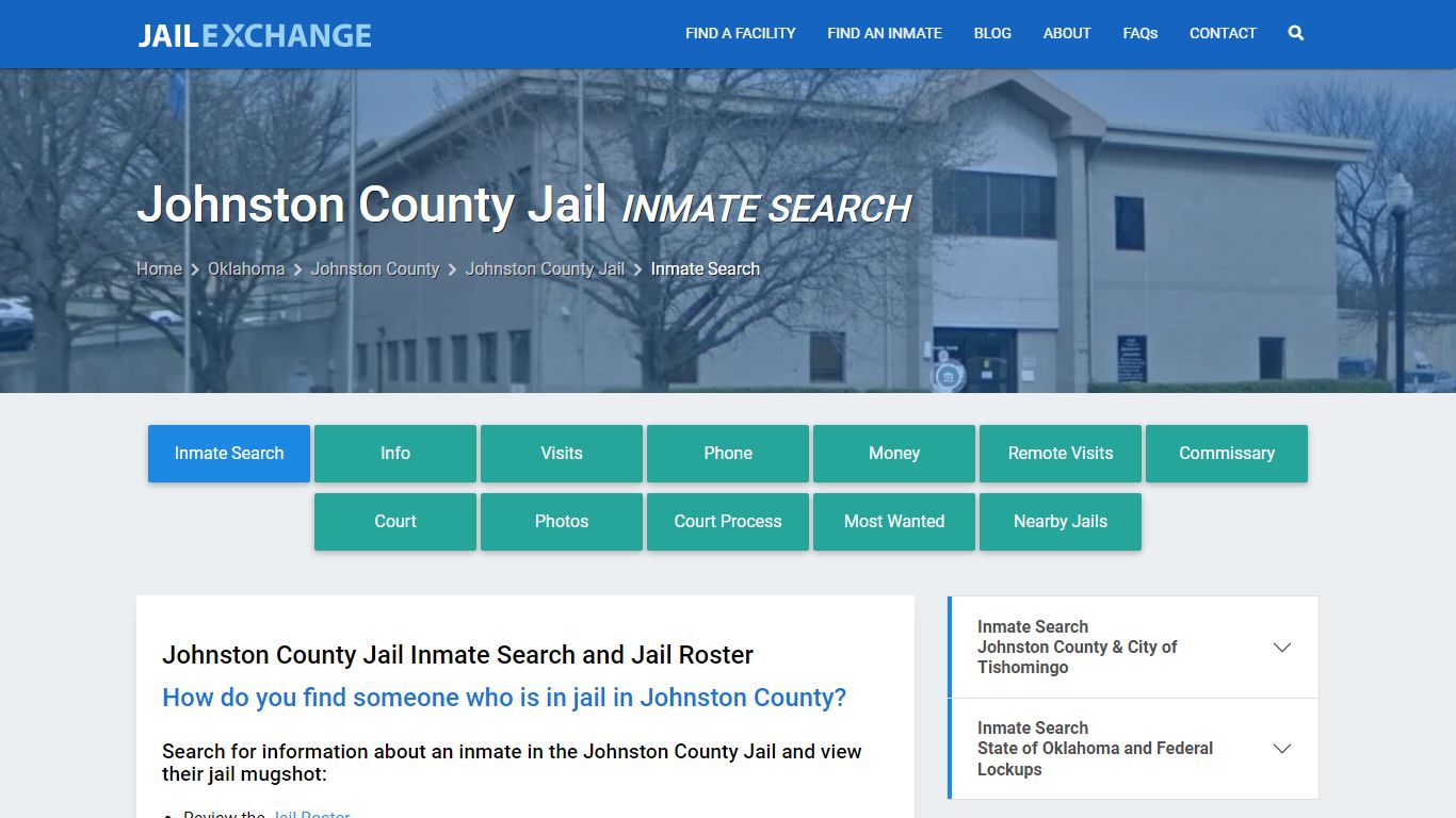 Inmate Search: Roster & Mugshots - Johnston County Jail, OK